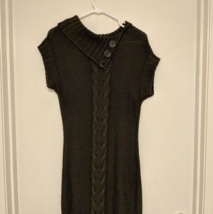 Olive Green Cable Knit Sweater Dress